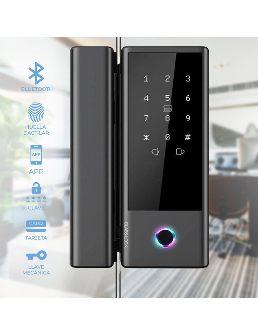 Cerradura digital para puerta de vidrio - Modelo GLASS